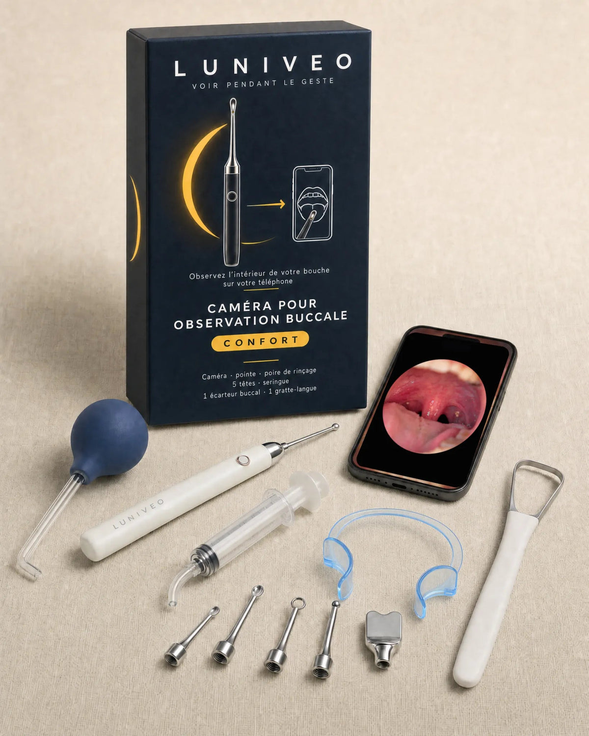 Le kit Confort et le téléphone qui affiche l’image en direct